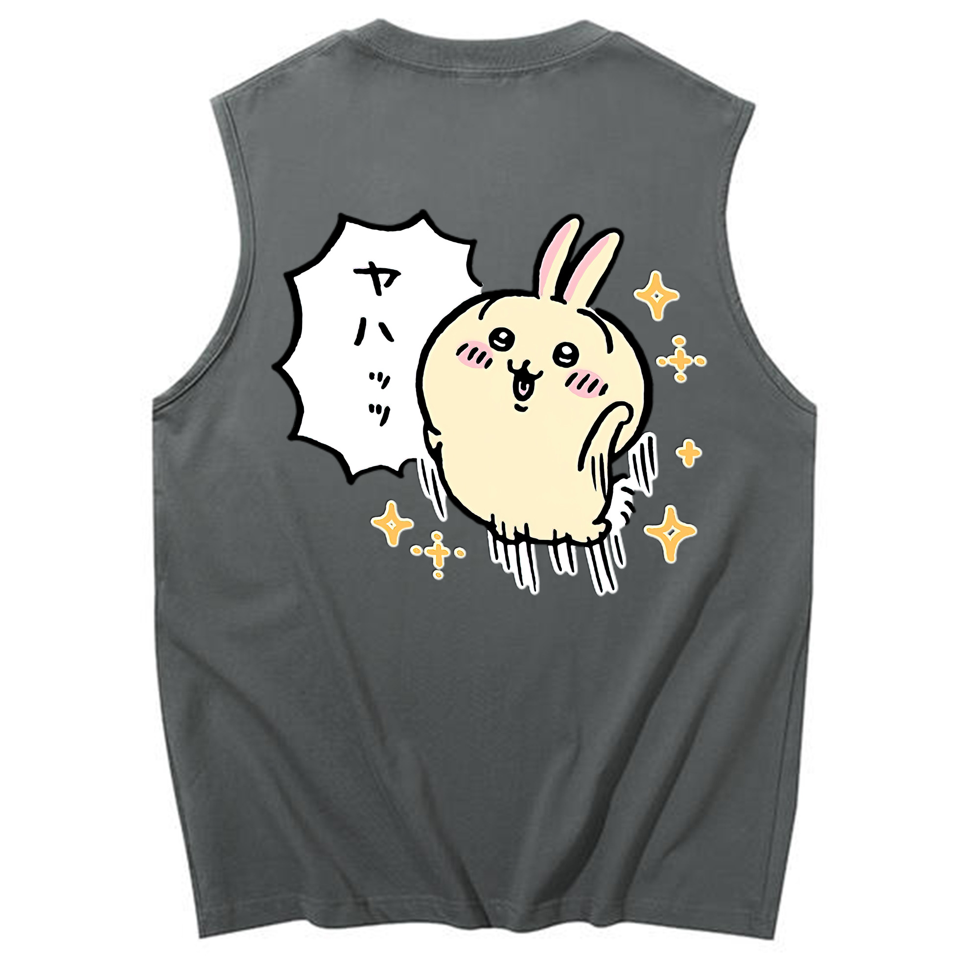 （画像用） ちいかわ うさぎ Chii-kawa usagi コットン100％タンクトップ（背面プリント）